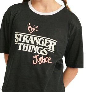 Justice STRANGER THINGS Glow In Dark Short Sleeve Pajama Top Girls Size 7-8 NEW